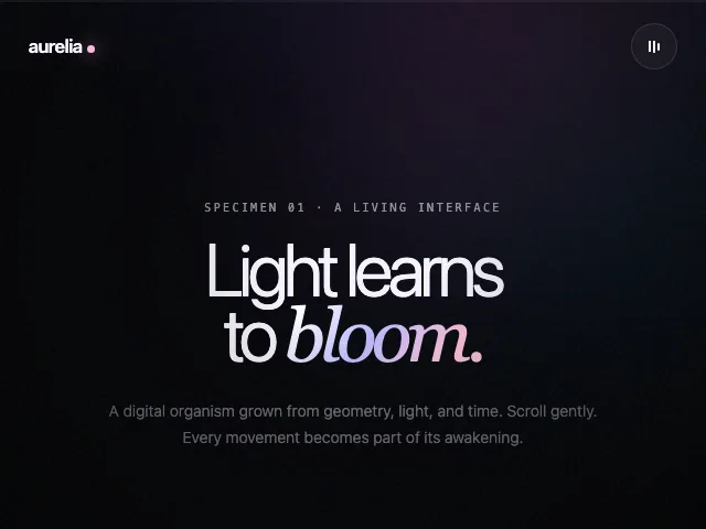 Aurelia — Living Light website preview